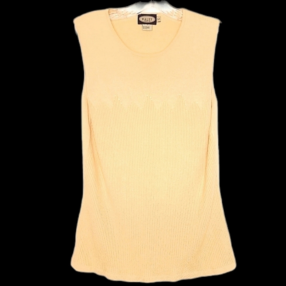 VINTAGE cashmere and spun silk haley reserve women's m yellow embellished vest
